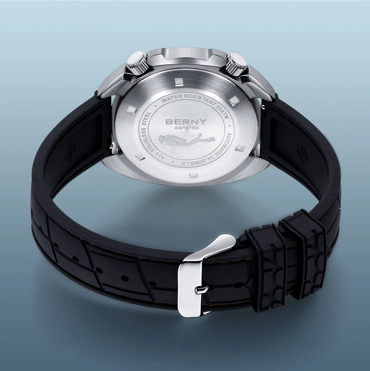 BERNY 20ATM Diver Watch For Men Mechanical Miyota 8215 Sapphire Sports Diving Luminous Anti-collision Crown Dual Crown Men Watch