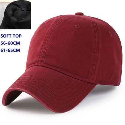 Herr och dam, oversize XXL 100% bomull, stor basebollkeps för stora huvuden 56-63cm(23.5"-25.5"), justerbar enfärgad dad cap