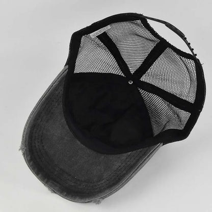 Summer Yellowstone Dutton Ranch Hat Cross Ponytail Baseball Cap Distressed Outdoor Embroidery Sunscreen Hat Solid Color Cap