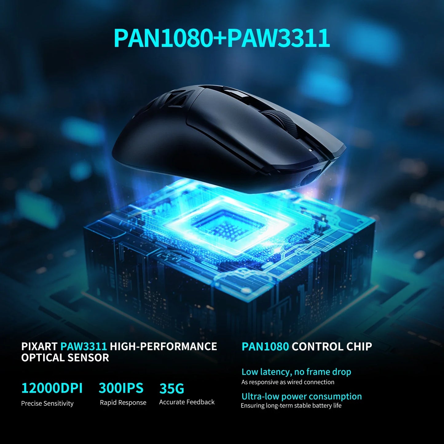 RAWM SL01C Wireless Lightweight Gaming Bluetooth Mouse Tri-Mode E-sports Gamer Mini Hollow PAW3311 PC Laptop Office Accessories