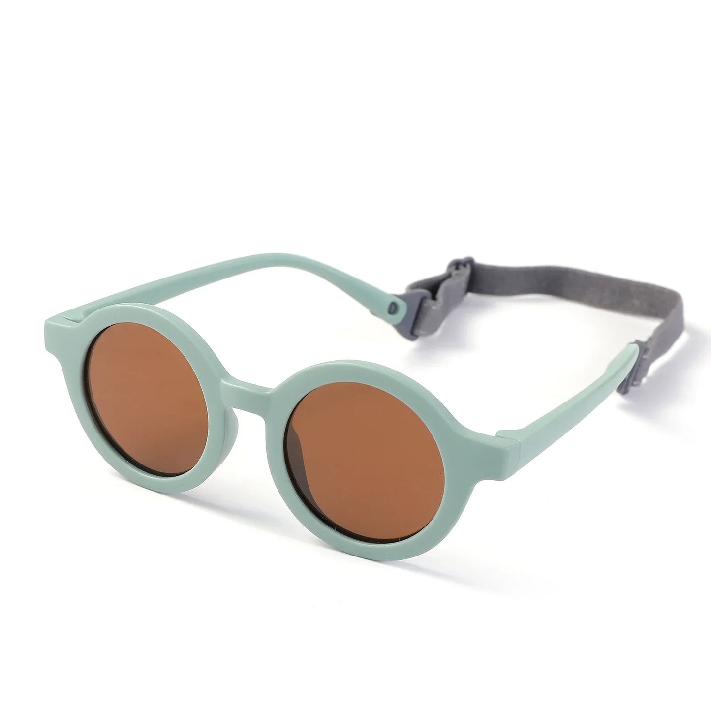 Kids Round TAC Polarized Baby Sunglasses for Toddler Boys Girls TPEE Flexible Soft Frame with Strap for Infant Age 0-3 Shades