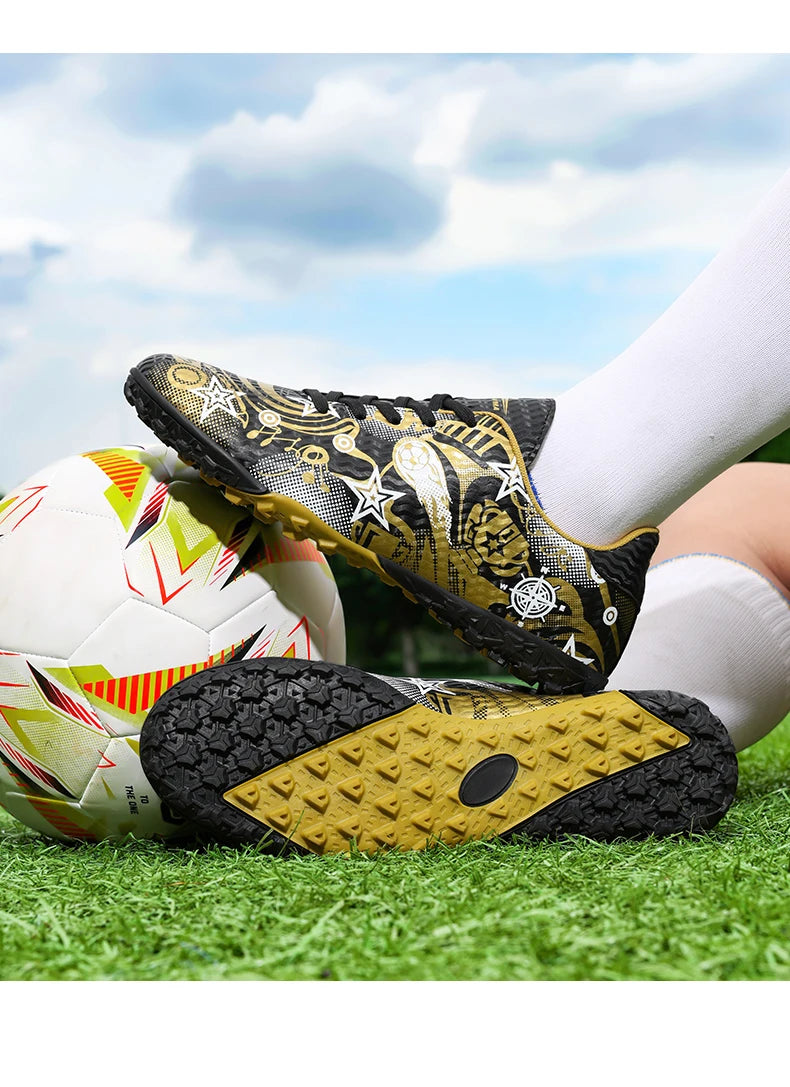 Chaussures de football pour étudiants, chaussures de sport, terrain de société, chaussures de football pour garçons, futsal, baskets rapides d'intérieur, crampons originaux pour la cheville, chaussures de football