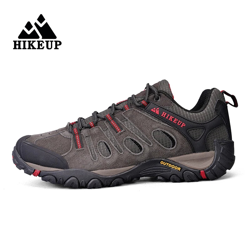 HIKEUP Hiking Shoes Mens Winter Climbing Trekking Sneakers for Men Leather Breathable Outdoor Anti-skid Sports Work Man Shoes