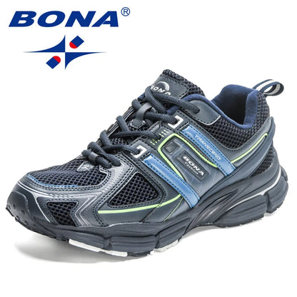 BONA 2023 New Designers Light Running Jogging Mesh Shoes Breathable Comfortable Men Sneakers Casual Outdoor Sport Shoes Man Mesh