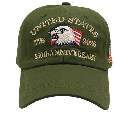 1pc United States 250th Anniversary Baseball Caps for Women,Washed Retro Design,Handmade Embroidery Hat for Parties,Adjustable