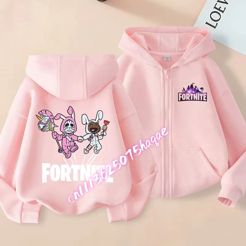 New Fortnites Children Hoodies Coat Cartoon Game Character Printed Zip Up Hoodie Child Autumn Jacket Winter Kids Boys Clothes
