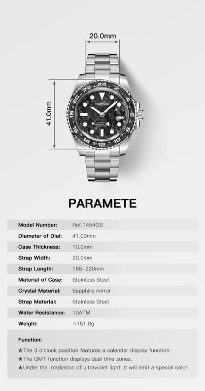 Carbon Fiber Watches Men 10Bar Waterproof Watch GMT Automatic Watches Luminous Calendar Diving Watch 41MM Watches for Man reloj