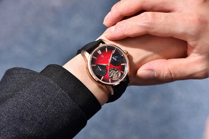 PAGANI DESIGN – Luxe mechanisch herenhorloge, 41 mm, saffierglas, leren band, waterdicht, pilotenstijl, met tourbillon en maanfase