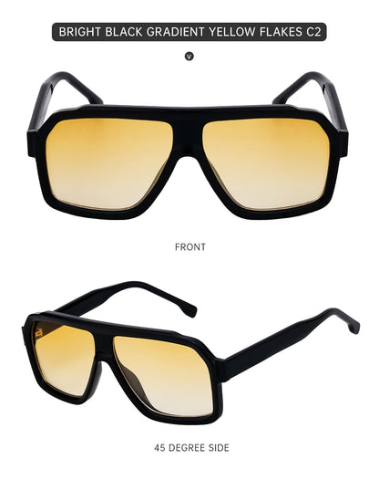 Classic Oversized Square Sunglasses Men 2026 Luxury Brand Trendy Metal Big Frame Goggles Eyewear Stylish Sun Glasses For Ladies