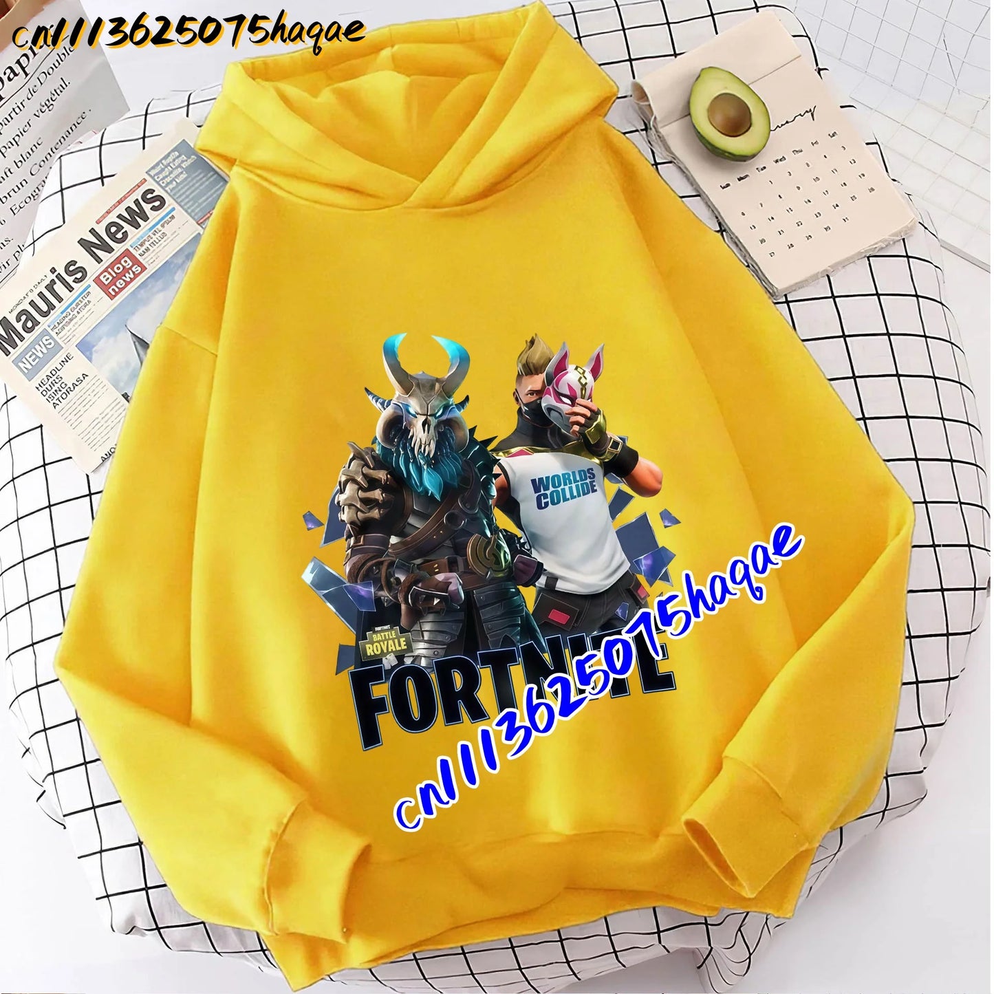 FORTNITED Sweat-shirt pullover com capuz de manga comprida para criança, menina e menino, streetwear, moda anime, roupa infantil, top para bebé, presente
