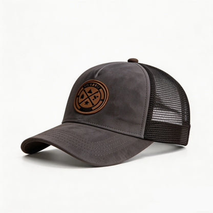 Sommer-Baseballkappe aus Netzstoff für Damen und Herren, einfarbige Wildlederkappe mit Aufnäher, Snapback-Kappe, lässige, atmungsaktive Unisex-Kappe im Street- und Hip-Hop-Stil, Trucker-Kappen