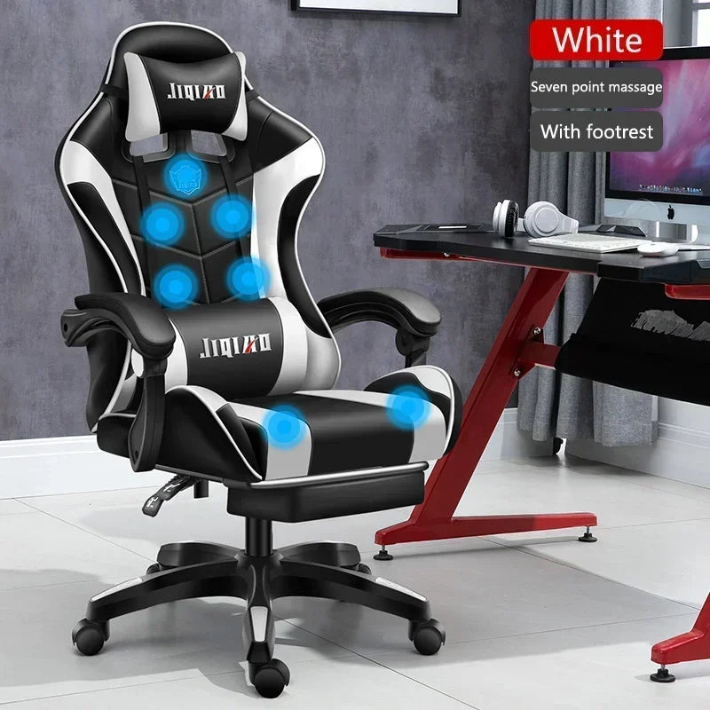 Ergonomic Gaming Chair with Massage Function, RGB Light Swivel Recliner Office Chair, Adjustable High Quality Computer Gamer Chair