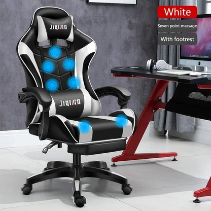Ergonomic Gaming Chair with Massage Function, RGB Light Swivel Recliner Office Chair, Adjustable High Quality Computer Gamer Chair