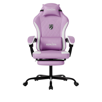 SUKIDA Gaming Chair Ergonomic High Back Computer Chair with Footrest, Reclining Office Chair with Adjustable Height, Comfortable Racing Style Desk Chair
