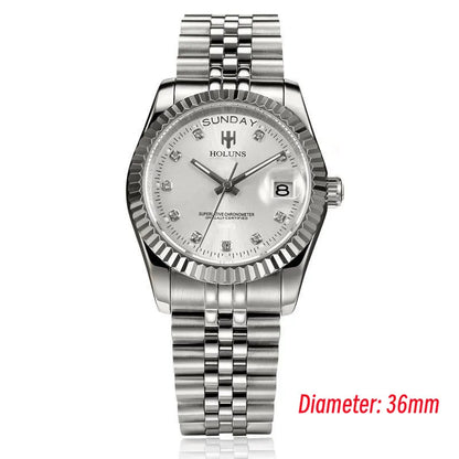 Holuns Luxury Classic 36/41mm Gold Men Watches Japan MIYOTA Quartz Movt Stainless Steel Classic Business Wristwatch Waterproof
