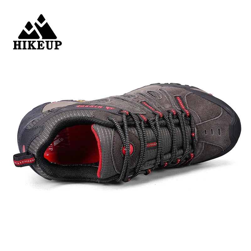 HIKEUP Hiking Shoes Mens Winter Climbing Trekking Sneakers for Men Leather Breathable Outdoor Anti-skid Sports Work Man Shoes