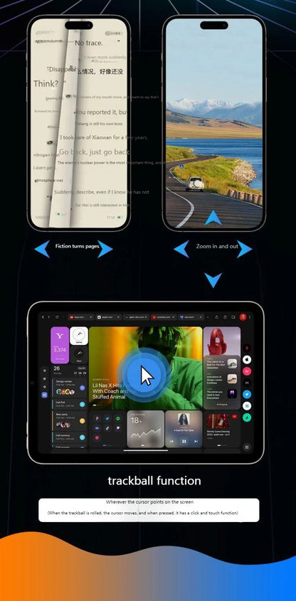 New Trackball Finger Ring Mouse 2.4G+Bluetooth Wireless Remote Control Mice For Short Video/PPT Speech/In-Vehicle Display Screen