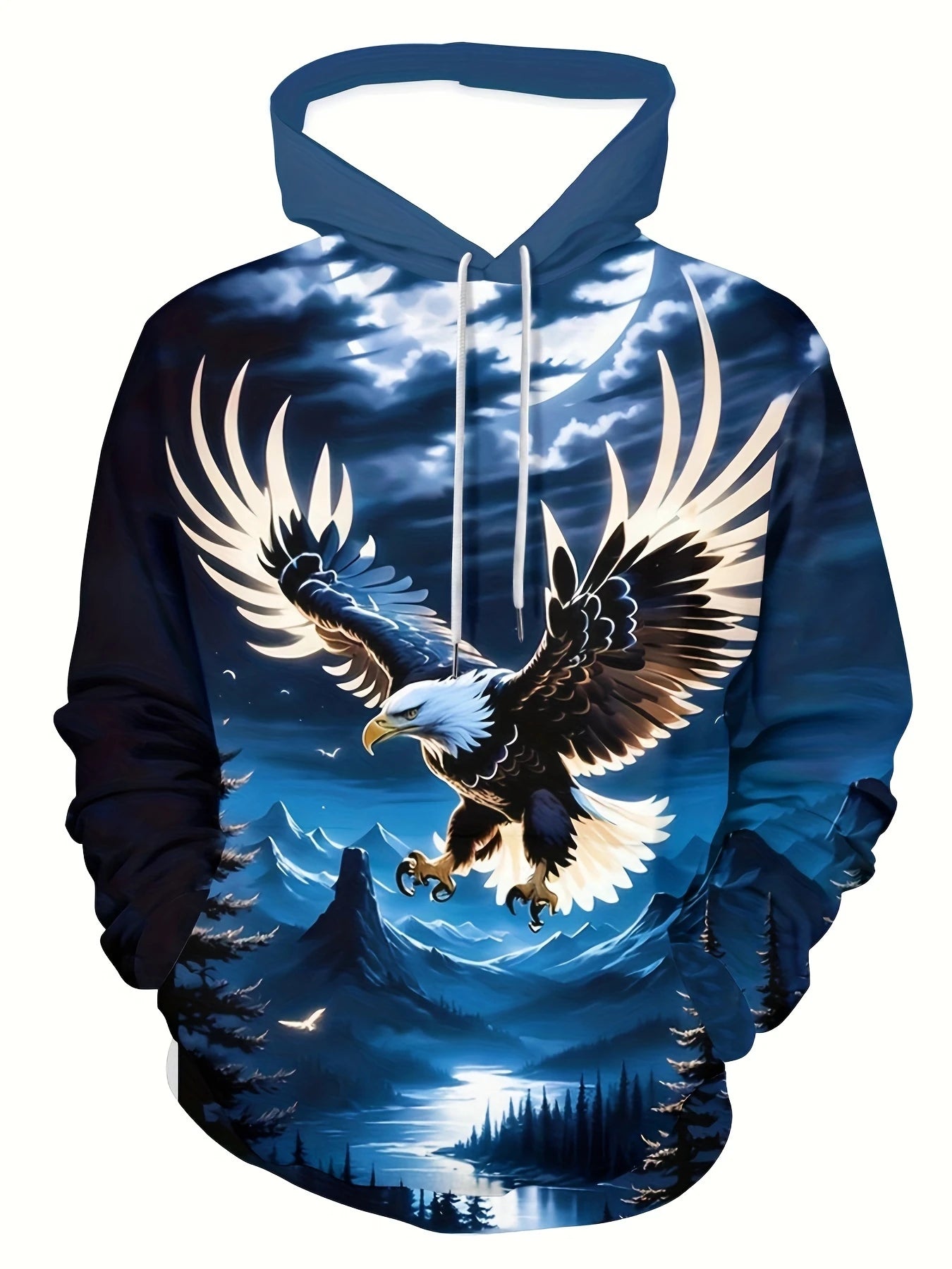 Sweatshirt com Capuz Masculina Cool Eagle Fashion 2025, Edição 3D Impressa, Tendência American Eagle, Sportswear Casual Unissexo para Homem e Criança