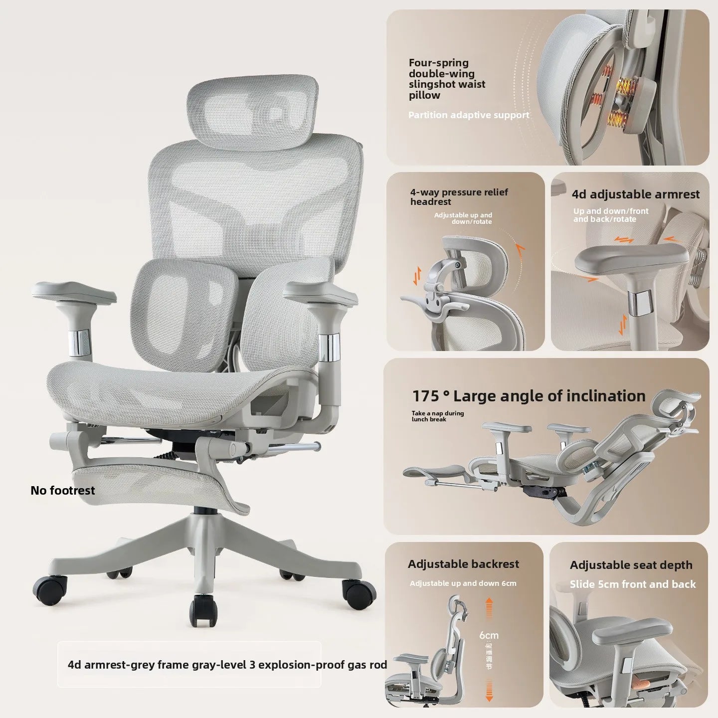 S950 Ergonomic Office Chair Adjustable Computer Chair, Gaming Chair with Lumbar Support, Comfortable Study Chair for Home Office & Work