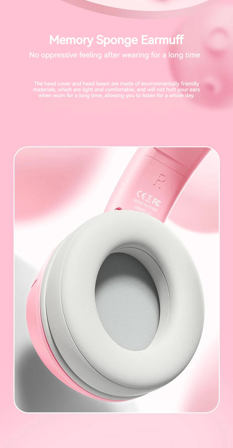 ONIKUMA B5 Wireless Gaming Headset with Cat Ears, Surround Sound Over-Ear Headphones with Microphone for PC, Laptop & Gaming