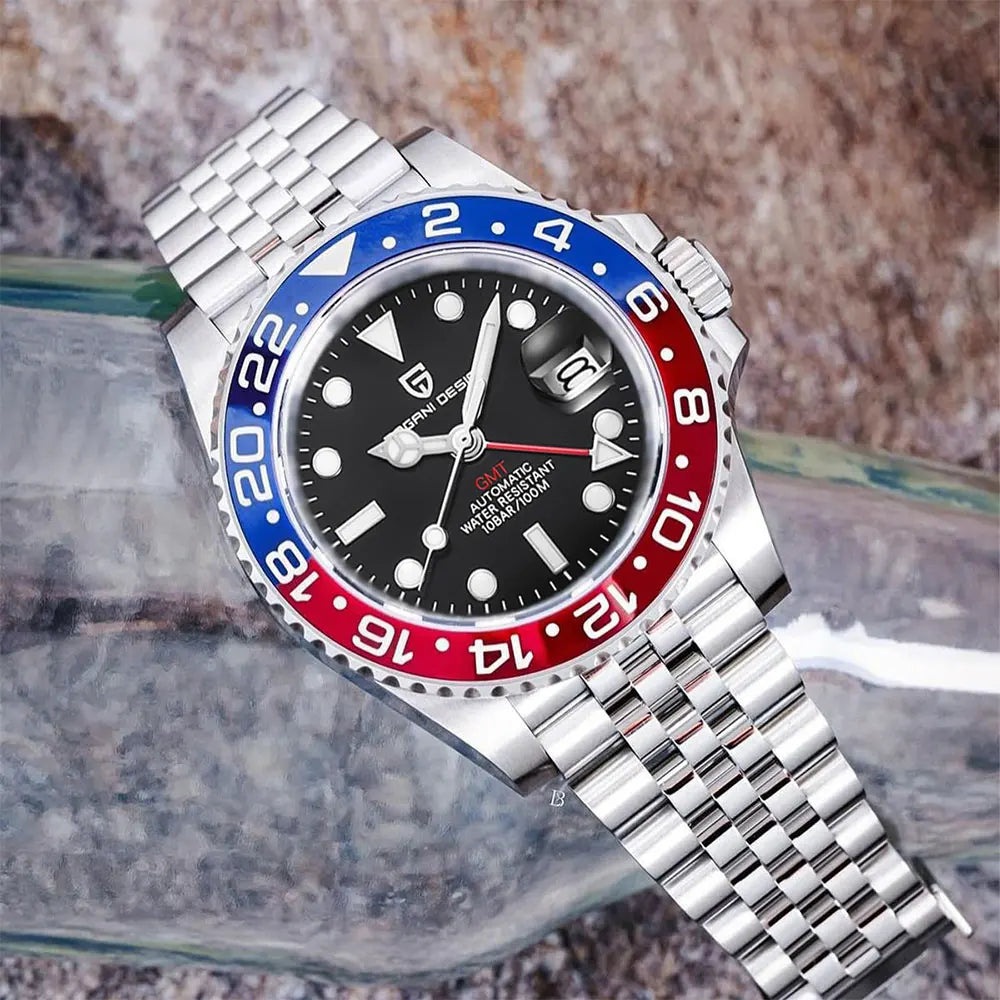 New PAGANI DESIGN Top Brand GMT Mens Wristwatch Sapphire Glass Automatic Men's Watch 100M Waterproof 40mm Men Mechanical Watches