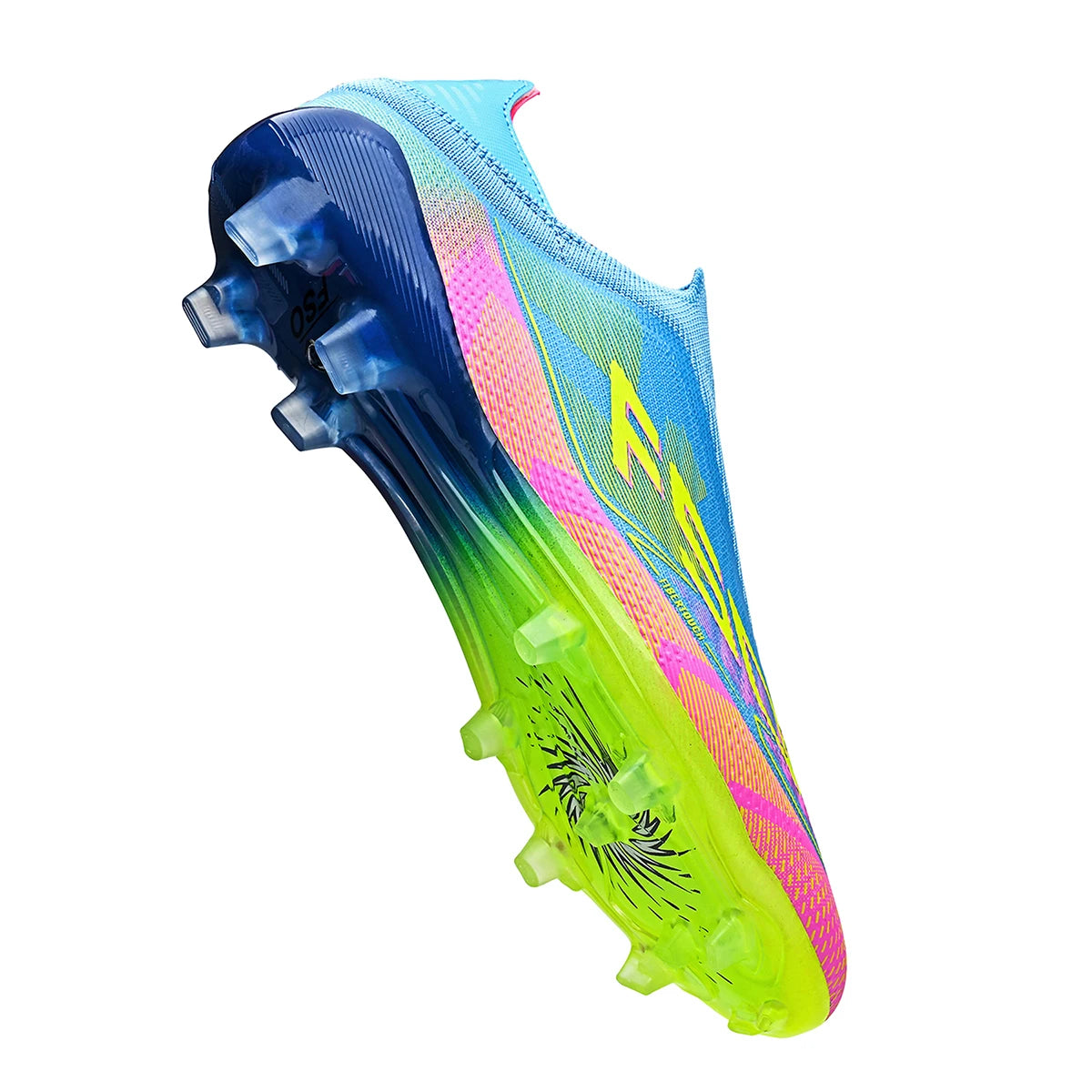 Chaussures de football classiques AG/FG, crampons longs résistants à l'usure en TPU, tige en tissu mélangé PU, antidérapantes et confortables pour le football en plein air pour enfants