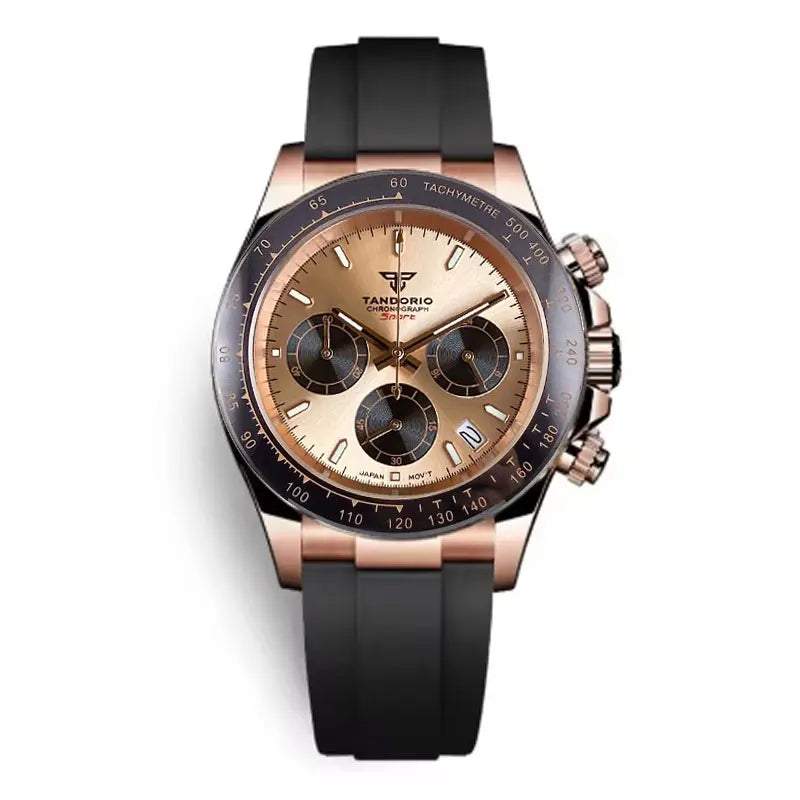 Luxuriöse VK63 Herrenuhr mit Quarzwerk, Business-Chronograph, 39mm, Stahl/Roségold, Datum, leuchtendes Zifferblatt, voll funktionsfähiger Chronograph