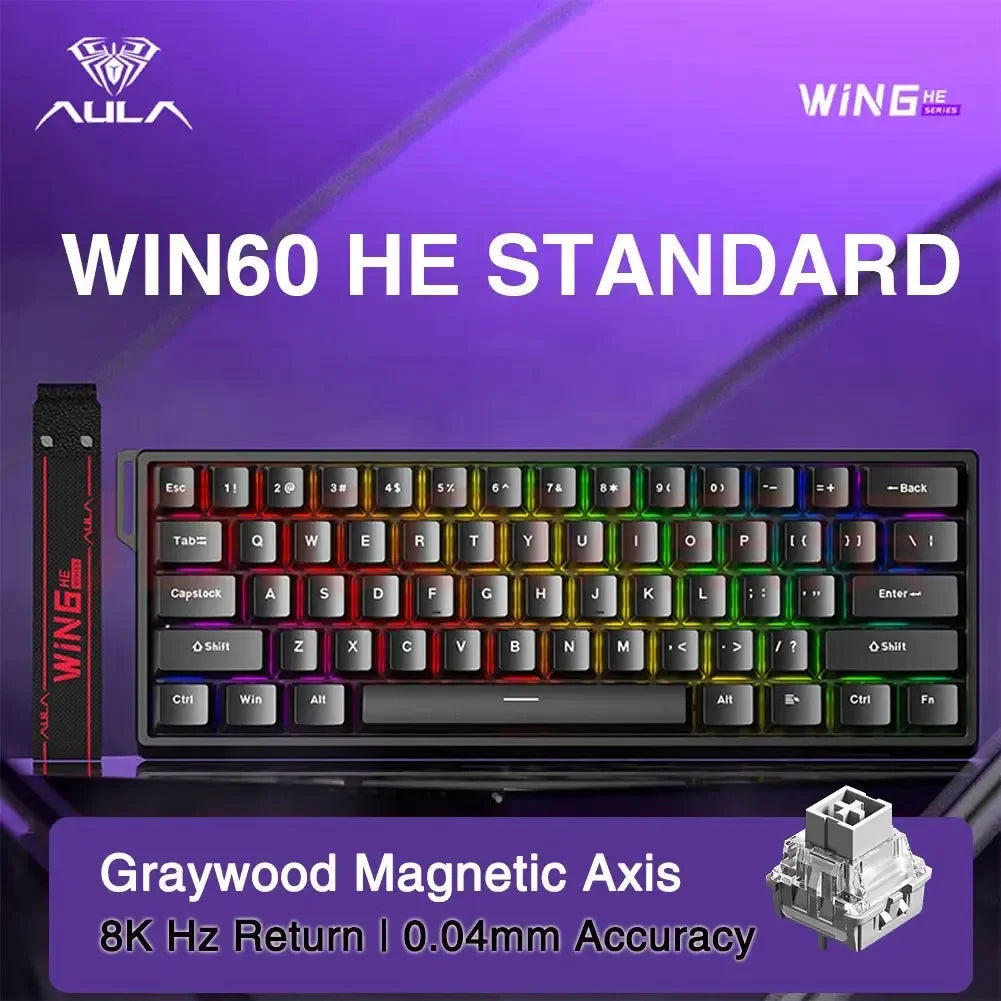 AULA WIN60 HE Magnetic  Keyboard Wired Trigger 8K Return Esports Gamer Customize RGB Mechanical Gaming Keyboard