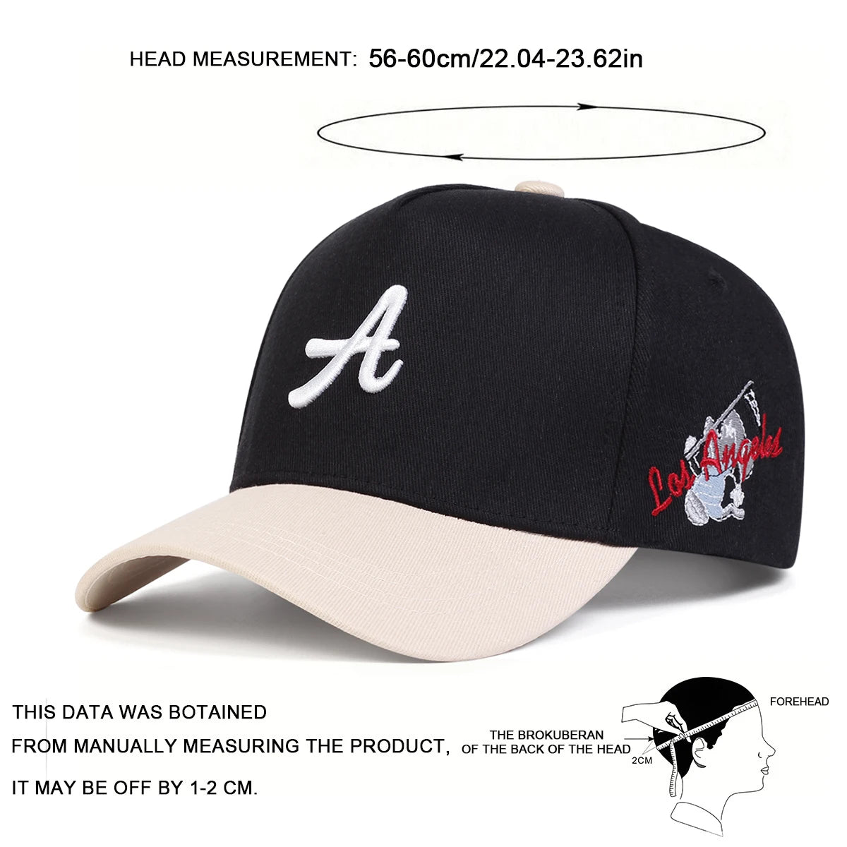 Unisex-Baseballmützen mit „A“-Buchstaben-Seitenaufdruck und Los-Angeles-Stickerei – für Frühling und Herbst, Outdoor, verstellbar, Freizeitmützen, Sonnenschutzmützen, Sportmützen
