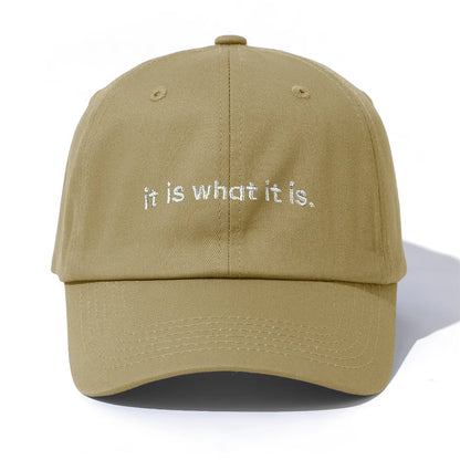 1pc it is what it is Embroidery Baseball Cap for Adults,Minimalist Retro Style Casual Soft Adjustable Dad Hat,Perfect As Gift
