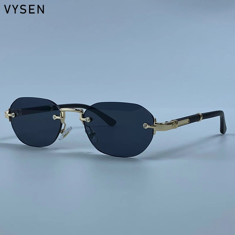 Square Rimless Punk Sunglasses Men 2026 Luxury Designer Vintage Small Frameless Sun Glasses Male Eyewear Hip Hop Outdoor Shades