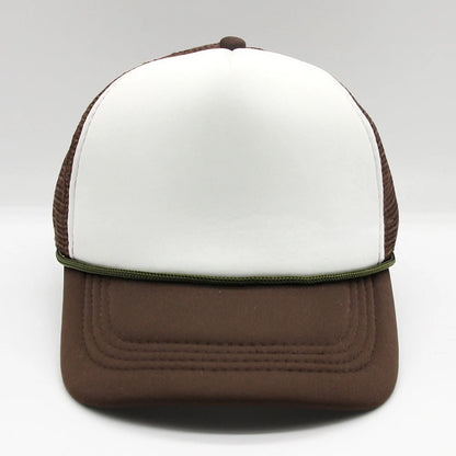 5 panel Trucker Caps Men Women Plain Blank Foam Mesh Baseball Cap With Rope Summer Breathable Outdoor Sport Sun Visor Hats