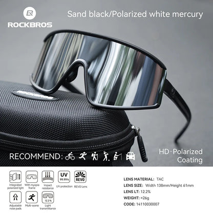 ROCKBROS Cycling Glasses Polarized Photochromic Anti-Fog Sunglasess Windproof Goggles Sport MTB Road Bike Shades