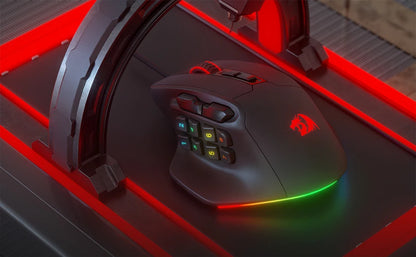 Rato Gaming MMO Redragon M811 Aatrox, 15 Botões Programáveis, Rato Gamer RGB com Fio e Design Ergonómico de Pegada Natural