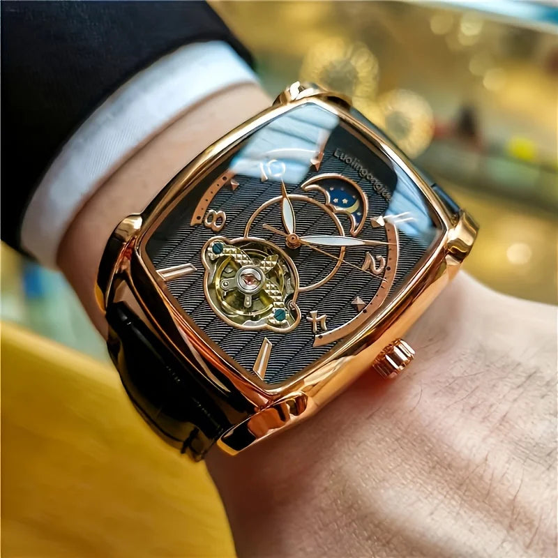 [Luxus-Mechanikuhr mit Tourbillon] Leichte Luxus-Mechanikuhr mit Tourbillon für Herren – Vollautomatisches Spitzenmodell im trendigen „Skelett“-Design, ideal für den Business-Look o