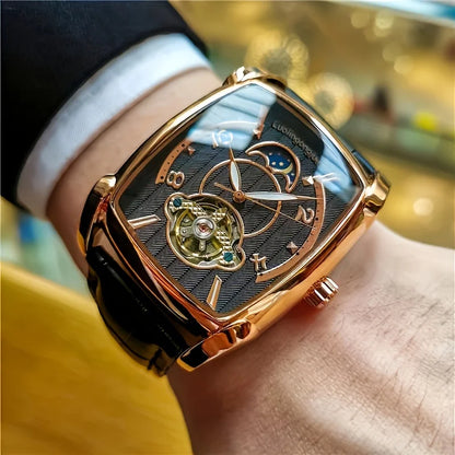 [Luxus-Mechanikuhr mit Tourbillon] Leichte Luxus-Mechanikuhr mit Tourbillon für Herren – Vollautomatisches Spitzenmodell im trendigen „Skelett“-Design, ideal für den Business-Look o