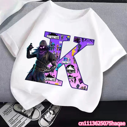 New Fortnites Kids T-shirts Cartoon Letter Graphic T-shirts Boys Girls Summer Casual Sports Short Sleeves Tops Children Clothing