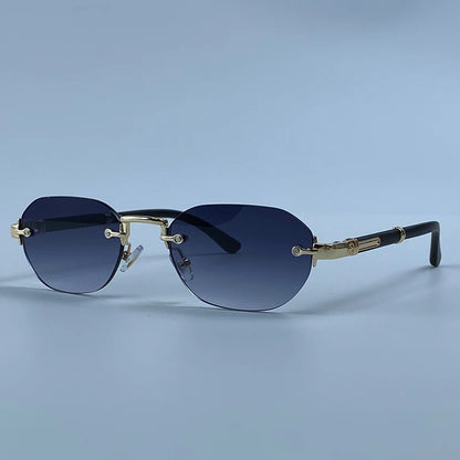 Square Rimless Punk Sunglasses Men 2026 Luxury Designer Vintage Small Frameless Sun Glasses Male Eyewear Hip Hop Outdoor Shades