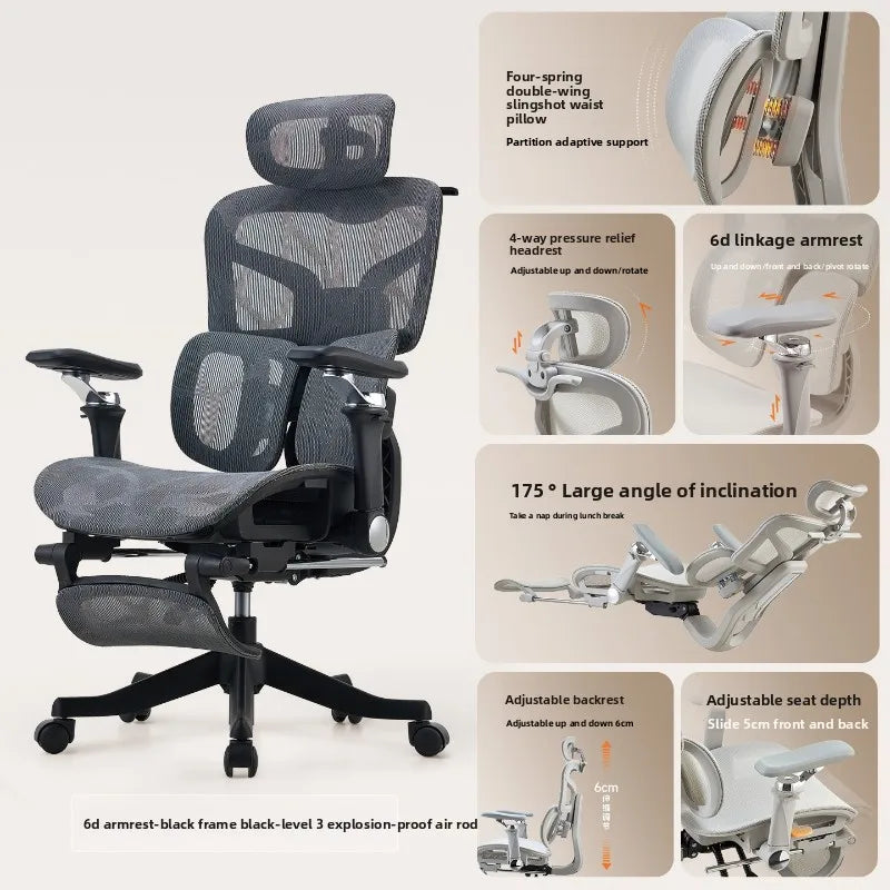 S950 Ergonomic Office Chair Adjustable Computer Chair, Gaming Chair with Lumbar Support, Comfortable Study Chair for Home Office & Work