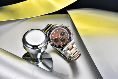 Męski zegarek chronograf PAGANI DESIGN – Luksusowy zegarek na rękę z mechanizmem kwarcowym, podświetlany i wodoodporny.