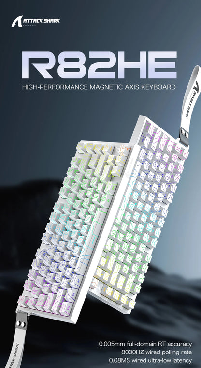 ATTACK SHARK R82HE High-Performance Magnetic Axis Keyboard, 8K Rate, 0.08ms Latency, 0.005mm RT Accuracy, 75% Layout, Five-Layer