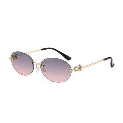 Oval Rimless Sunglasses High-End Casual and Luxurious Women's Borderless Sun Glasses Fashion and Personalized Sunglasses