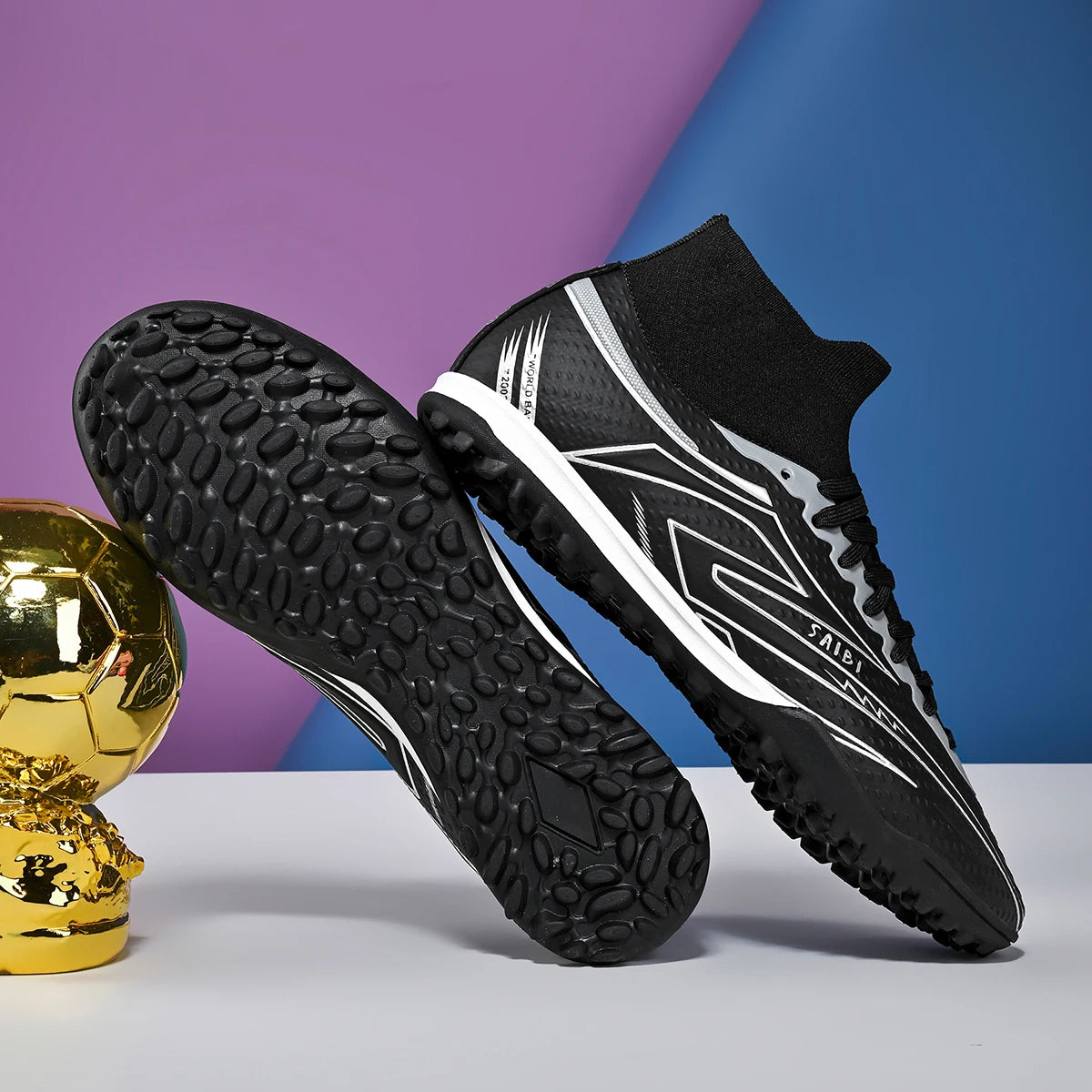 Chaussures de football TF Turf, tissu PU souple, semelle en caoutchouc antidérapante, résistantes à l'abrasion, pour les activités sportives sur le campus