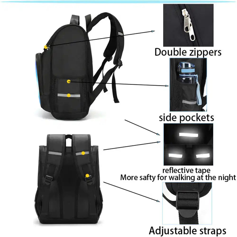 School Backpack With Multi Compartment ,Large Cartoon Fortnite School Bags For Boys & Girls,Durable Child Backpack For Aged 5-10