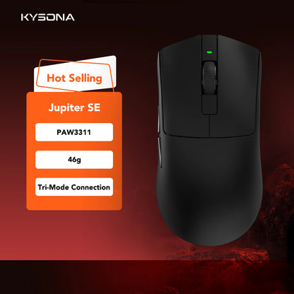 Mouse de gaming KYSONA Jupiter Series cu fir și wireless, 8Khz, senzor PAW3950, Bluetooth, 46g, reîncărcabil, driver web pentru PC și laptop