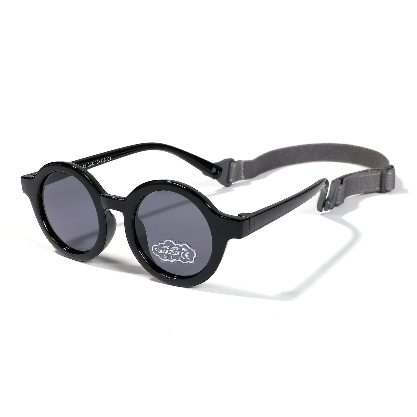 Kids Round TAC Polarized Baby Sunglasses for Toddler Boys Girls TPEE Flexible Soft Frame with Strap for Infant Age 0-3 Shades