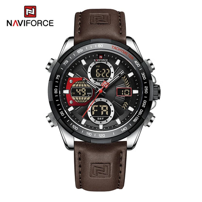 New NAVIFORCE Watches for Men Leather Mens Military Sport Waterproof Watch Quartz WristWatch Chronograph Male Clock