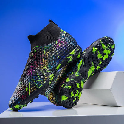 Nouvelles chaussures de football pour hommes, crampons pour terrain extérieur, baskets montantes très vendues pour intérieur, chaussures de football de haute qualité, chaussures de futsal antidérapantes