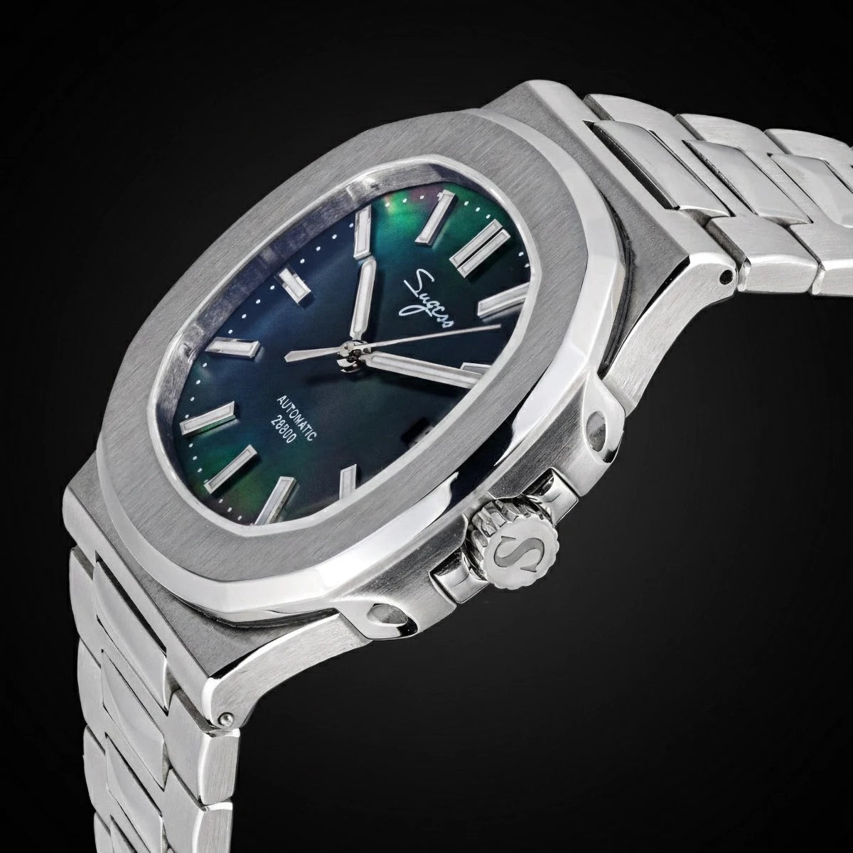 Reloj de hombre Sugess automático mecánico, movimiento Miyota 9015, esfera MOP, luminoso, resistente al agua 5bar, brazalete de lujo S466