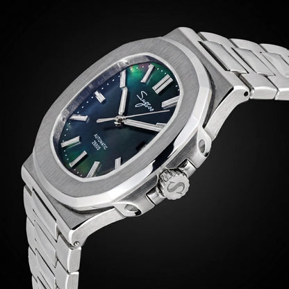 Reloj de hombre Sugess automático mecánico, movimiento Miyota 9015, esfera MOP, luminoso, resistente al agua 5bar, brazalete de lujo S466
